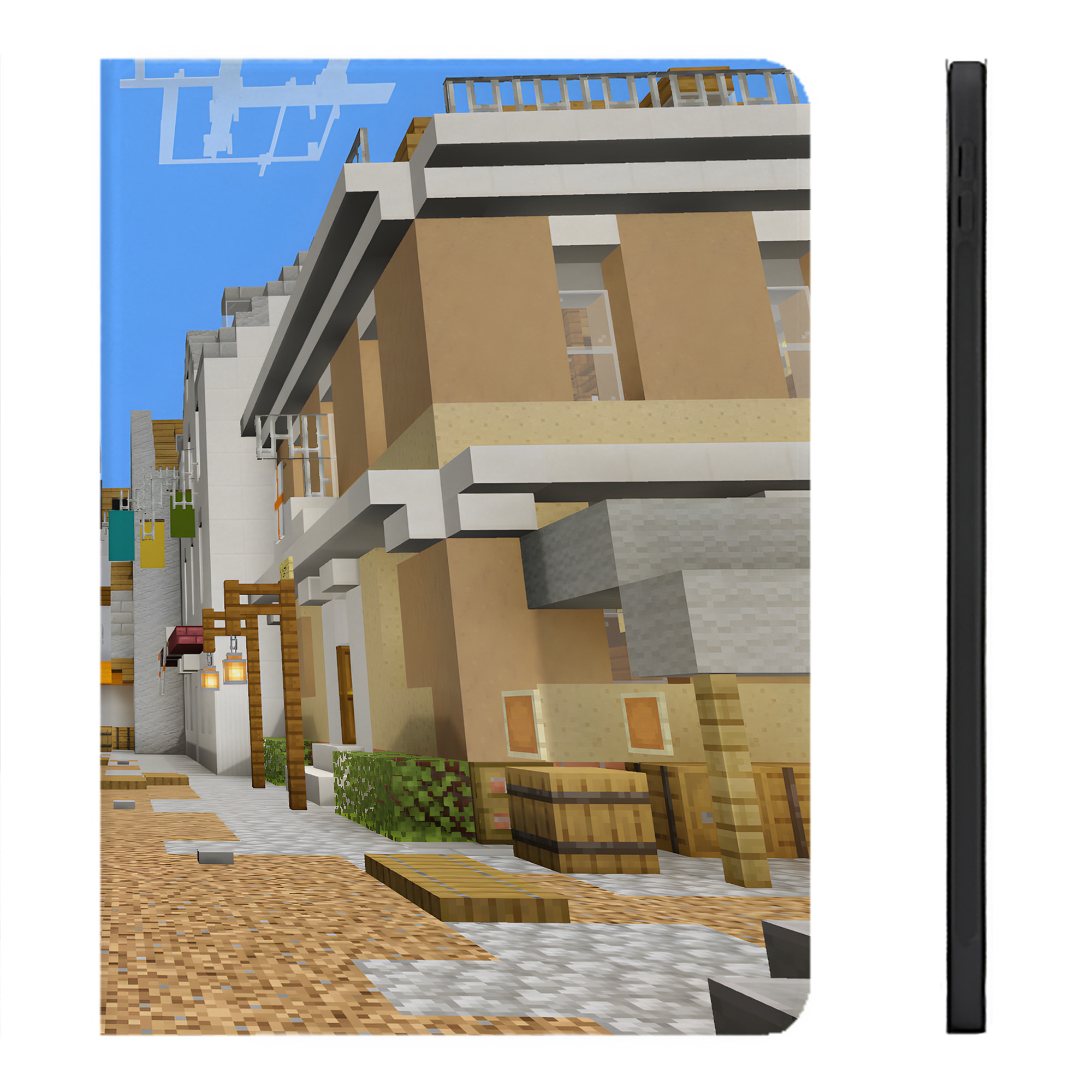 （画像用） マインクラフト ブロックの世界 Minecraft MC Block world IPadケース ペンホルダー付き ブックスタイルデザイン